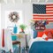 18-inch Patriotic Day Wreath for Front Door, Red, Blue, White Flowers Green Leaf Wreath for Indoors and Outdoors